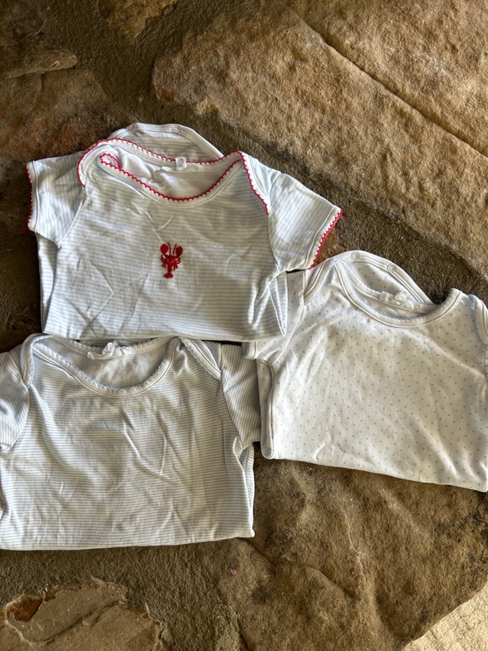 Baby Short-Sleeve One-Piece Bodysuits - White and blue (3-Pack)